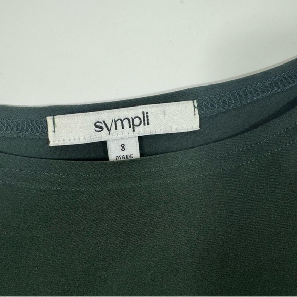 Sympli Nu Trapeze Swing Dress Green 3/4 Sleeve - Picture 4 of 6